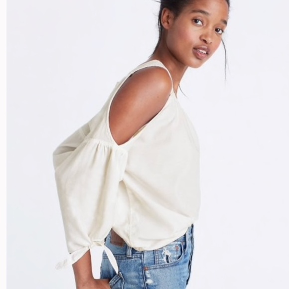 Madewell Tops - Madewell Cold Shoulder Top in White Wash